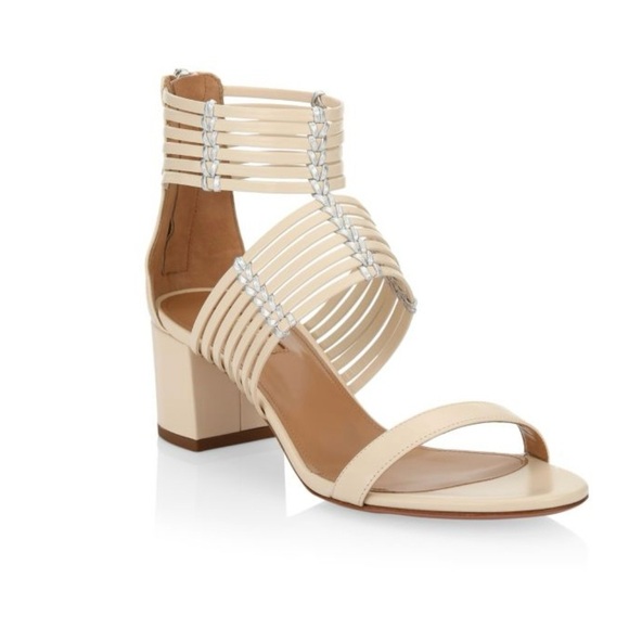 GUC Aquazzura- Ravello Leather Cream Sandals. Size 37 - Picture 1 of 12